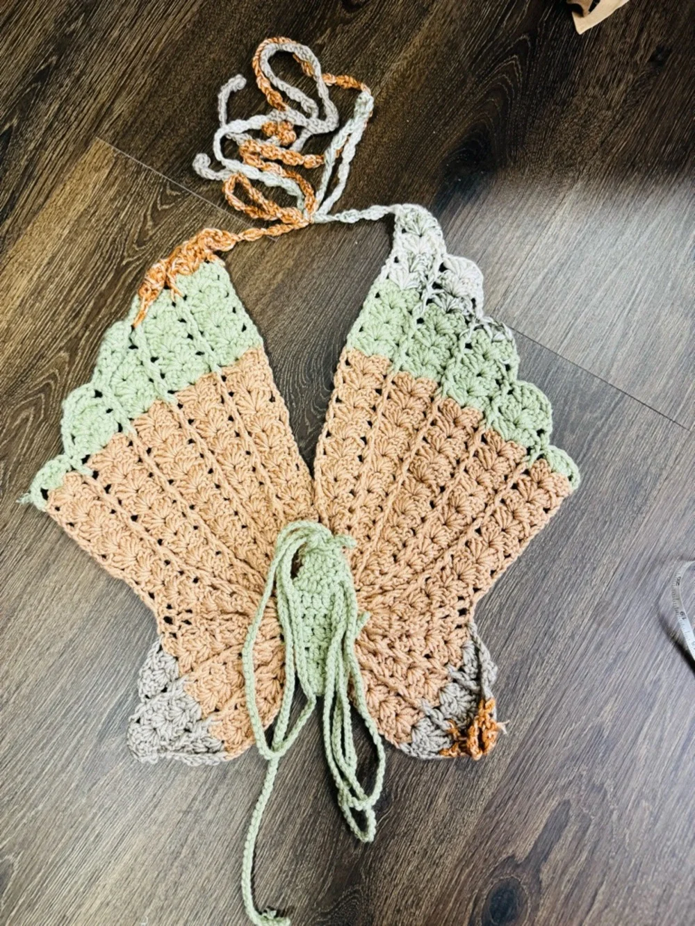 Women's Crochet Butterfly Shaped Crop Top Open Back Indie Boho Festival Hippie - Picture 1 of 10